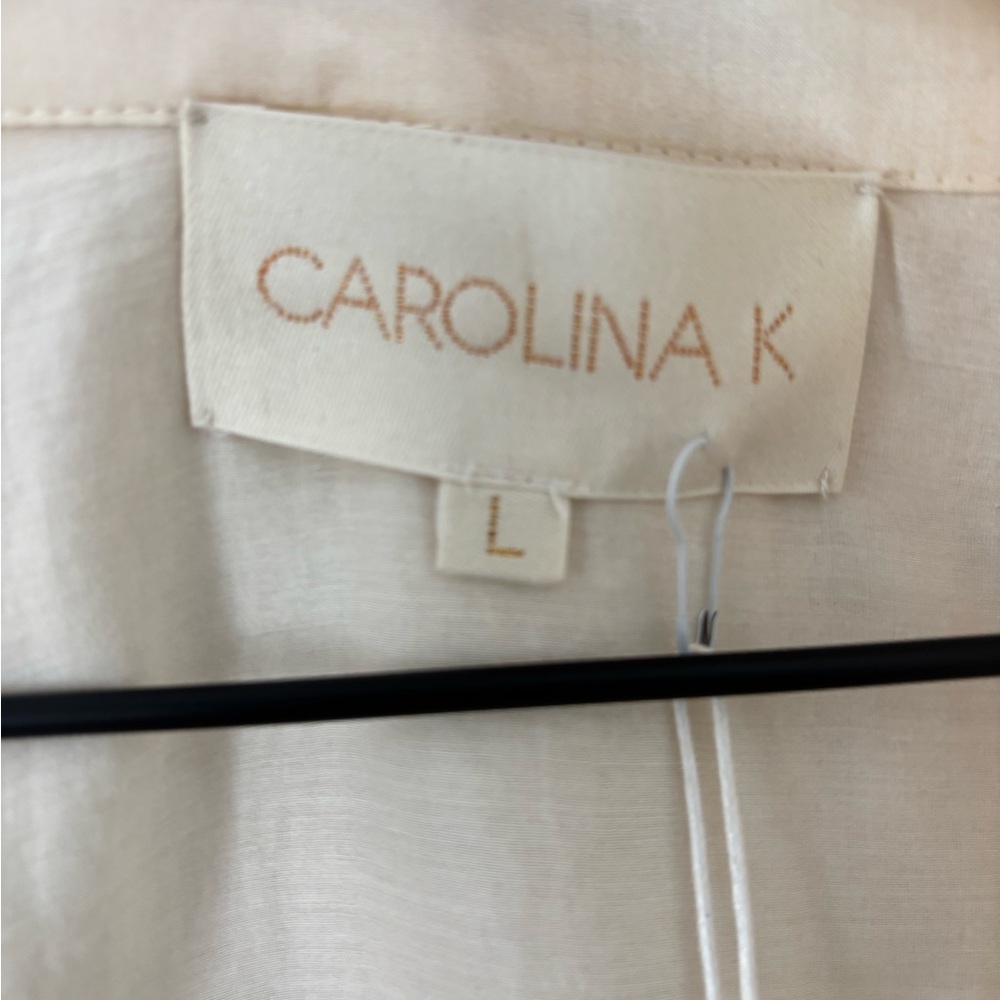 Carolina K Valerie Caftan Dress Size L cream blue burgundy organic cotton NWT - Picture 5 of 7